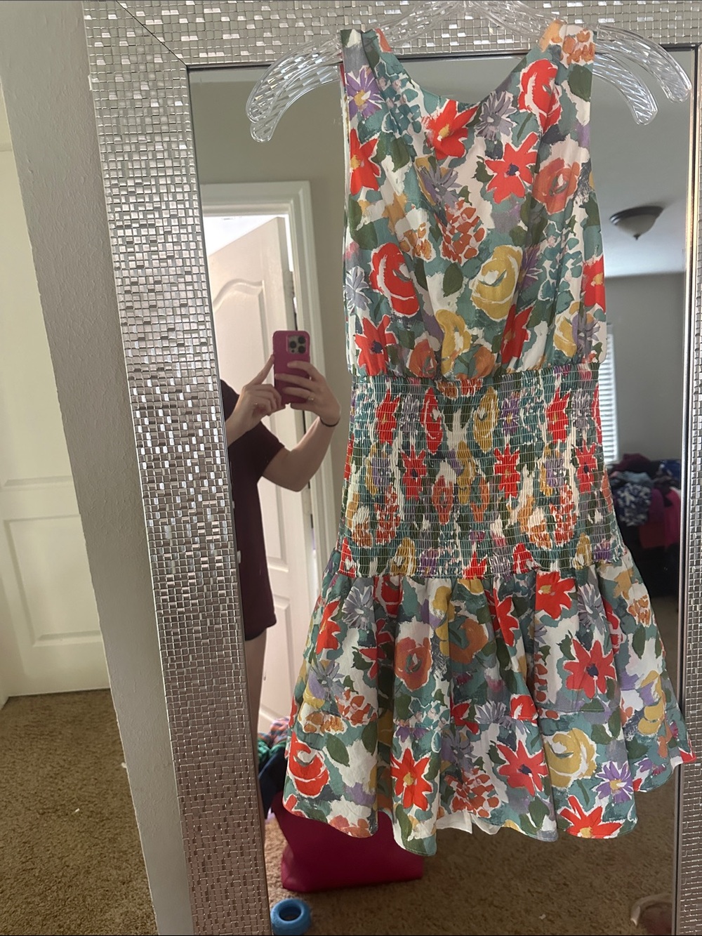 Floral Smocked Waist Sundress in Multicolor with built in shorts